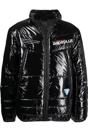 A Bathing Ape Chamarra capitonada brillante con logo