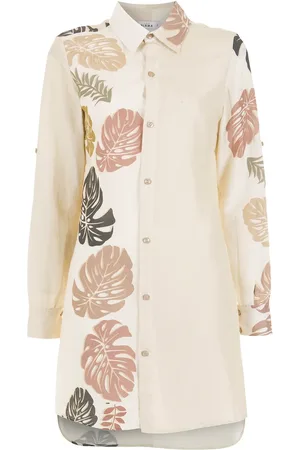 AMIR SLAMA Vestido camisero con palmeras estampadas