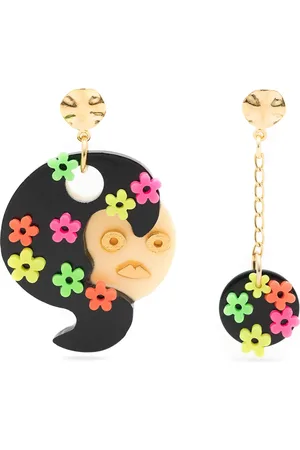 AMIR SLAMA Aretes asimétricos con apliques florales