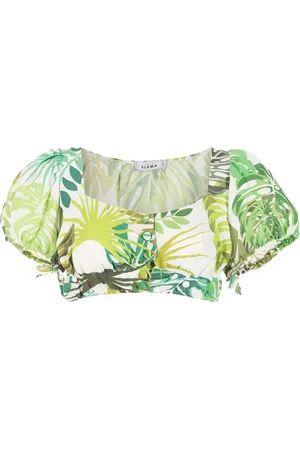 AMIR SLAMA Top corto con palmeras estampadas