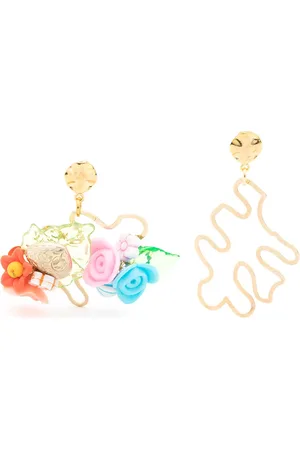 AMIR SLAMA Aretes asimétricos con apliques florales