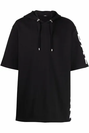 Balmain Hoodie manga corta con logo estampado