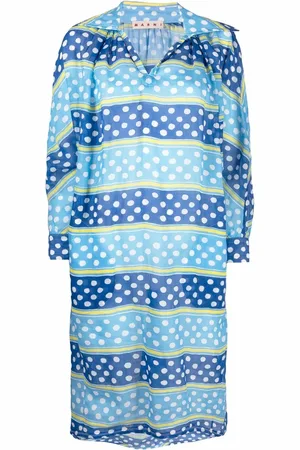 Marni Vestido midi a rayas con estampado de lunares