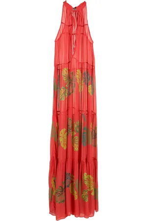 AMIR SLAMA Vestido largo con palmeras estampadas