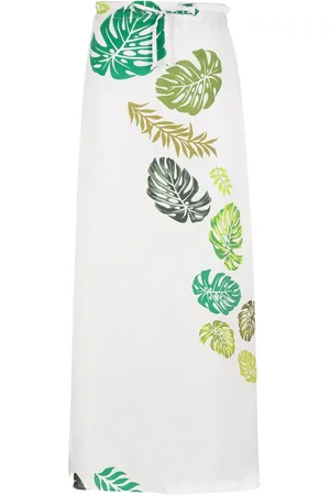 AMIR SLAMA Falda midi con palmeras estampadas