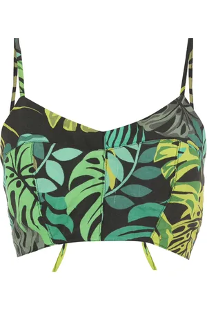 AMIR SLAMA Top corto con estampado tropical