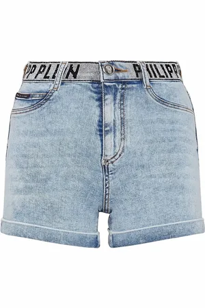 Philipp Plein Shorts de mezclilla con logo en la pretina