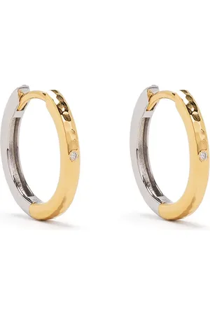 Dower and Hall Arracadas medianas en oro amarillo de 9kt y plata con diamante
