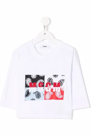 Msgm Playera con motivo patchwork y logo