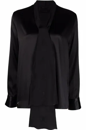 Philipp Plein Blusa de seda con moño en el cuello