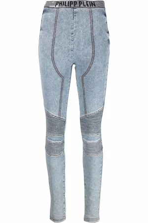 Philipp Plein Leggins de mezclilla con logo en la pretina
