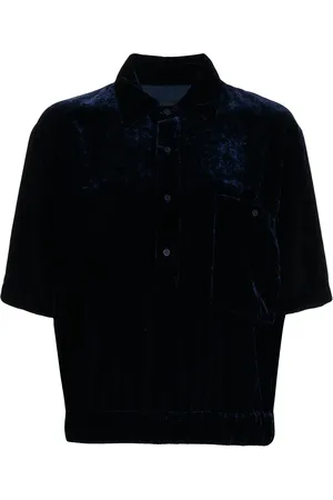 RTA Playera tipo polo oversize con efecto de terciopelo