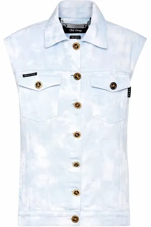 Philipp Plein Chaleco de mezclilla con efecto blanqueado