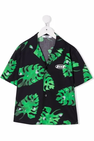 Msgm Camisa con hojas estampadas
