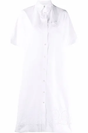 P.A.R.O.S.H. Vestido camisero con bordado inglés