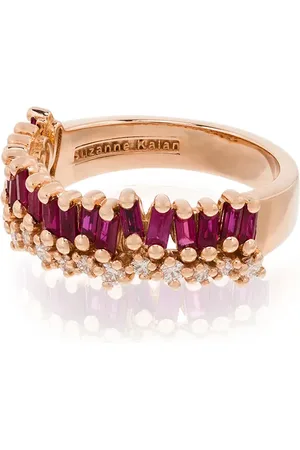 Suzanne Kalan Anillo de media banda Short Slack en oro rosa de 18kt con rubí
