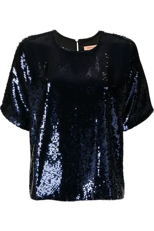 YVES SALOMON Playera bordada con lentejuelas