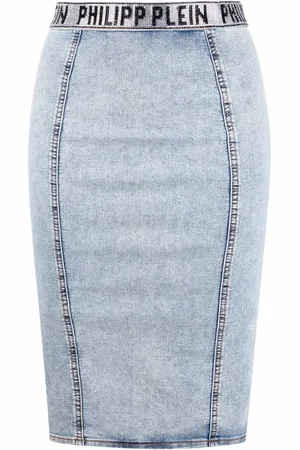 Philipp Plein Falda de mezclilla Stone