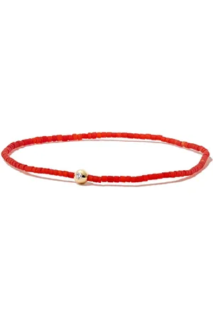 LUIS MORAIS Pulsera en oro amarillo de 14kt con cuentas y diamante