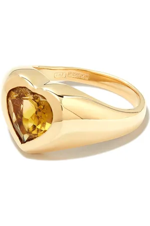 JACQUIE AICHE Anillo de sello Olive en oro amarillo de 14kt con turmalina