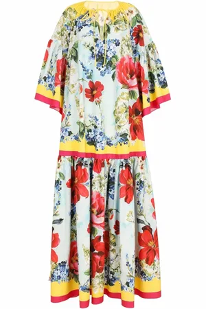 Dolce & Gabbana Caftán de popelina con estampado de jardín