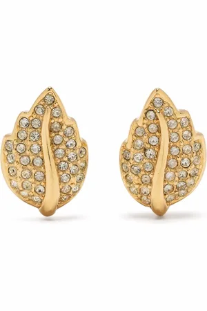Dior Aretes de clip con detalles de strass 1980