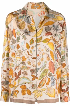 Hermès Camisa de seda con estampado 1990