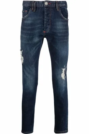 Philipp Plein Jeans rectos con efecto envejecido