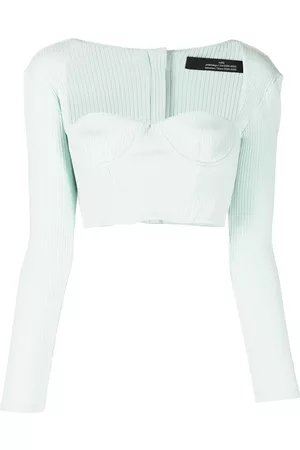 Rokh Mujer Con escote - Top tejido de canalé con escote en forma de corazón