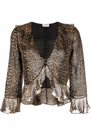 Saint Laurent Blusa con estampado de leopardo