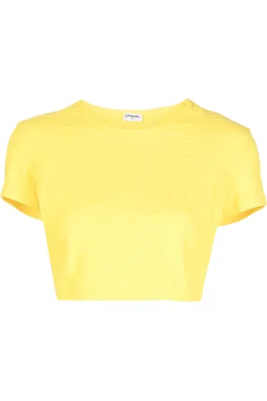 CHANEL Playera corta con logo CC bordado 1997