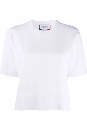 Thom Browne Top tejido con motivo de rayas RWB en intarsia