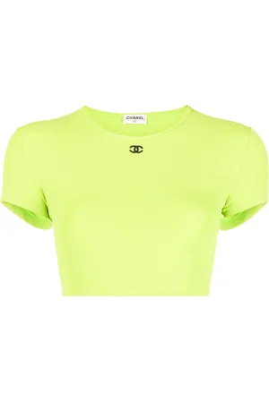 CHANEL Playera corta con logo CC bordado 1995
