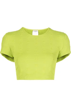 CHANEL Playera corta con logo CC bordado 1997