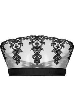 Fleur of England Onyx lace embroidered strapless bra