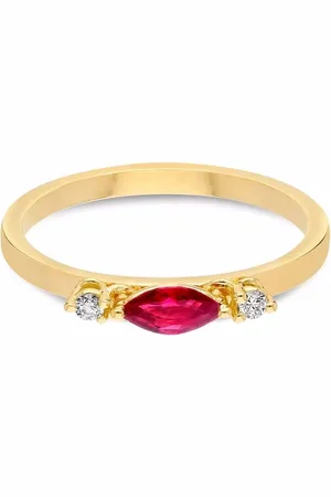 DELFINA DELETTREZ Anillo Dancing Diamonds en oro amarillo de 18kt con rubí
