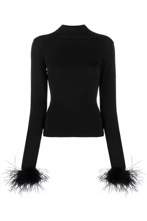 Atu Body Couture Top con cuello alto y plumas en los puño