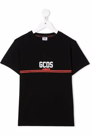 GCDS Playera de rayas y logo estampado