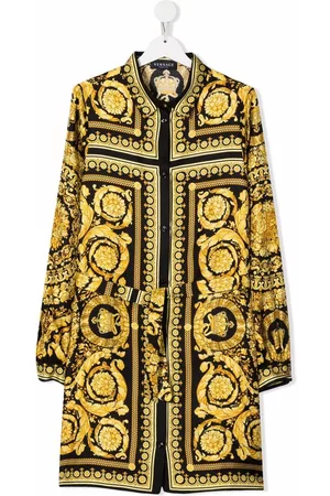 VERSACE Vestido de seda con estampado Barocco Kids