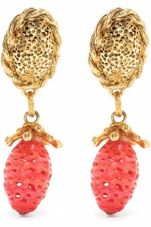 Saint Laurent Aretes de clip con motivo de fresa 1990