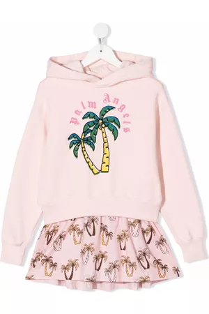 Palm Angels Vestido estilo hoodie con palmeras bordadas