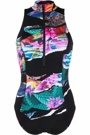 Y-3 Traje de baño con estampado floral