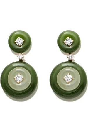 Fernando Jorge Aretes en oro amarillo de 18kt con diamantes y jades