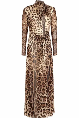 Dolce & Gabbana Vestido largo con estampado de leopardo