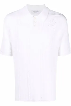 Marine Serre Playera tipo polo con motivo Crescent Moon