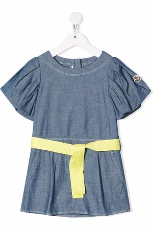 Moncler Vestido de tejido cambray con moño en la cintura