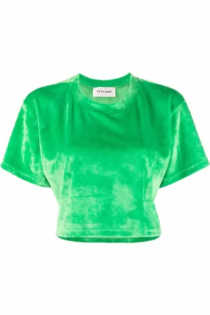 Styland Playera corta con efecto de terciopelo