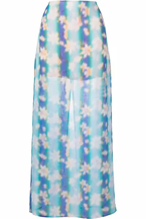 Nina Ricci Falda larga lisa con estampado floral