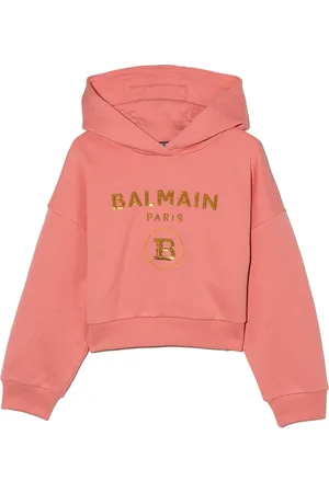 Balmain Sudadera corta con logo de lentejuelas