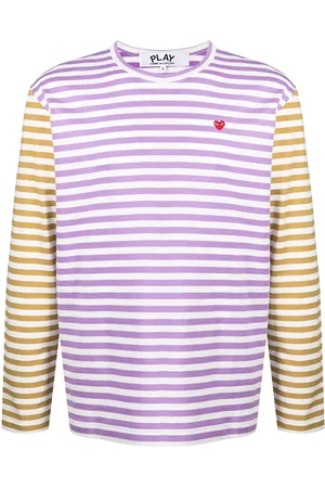 Comme des Garçons Playera manga larga con rayas estampadas